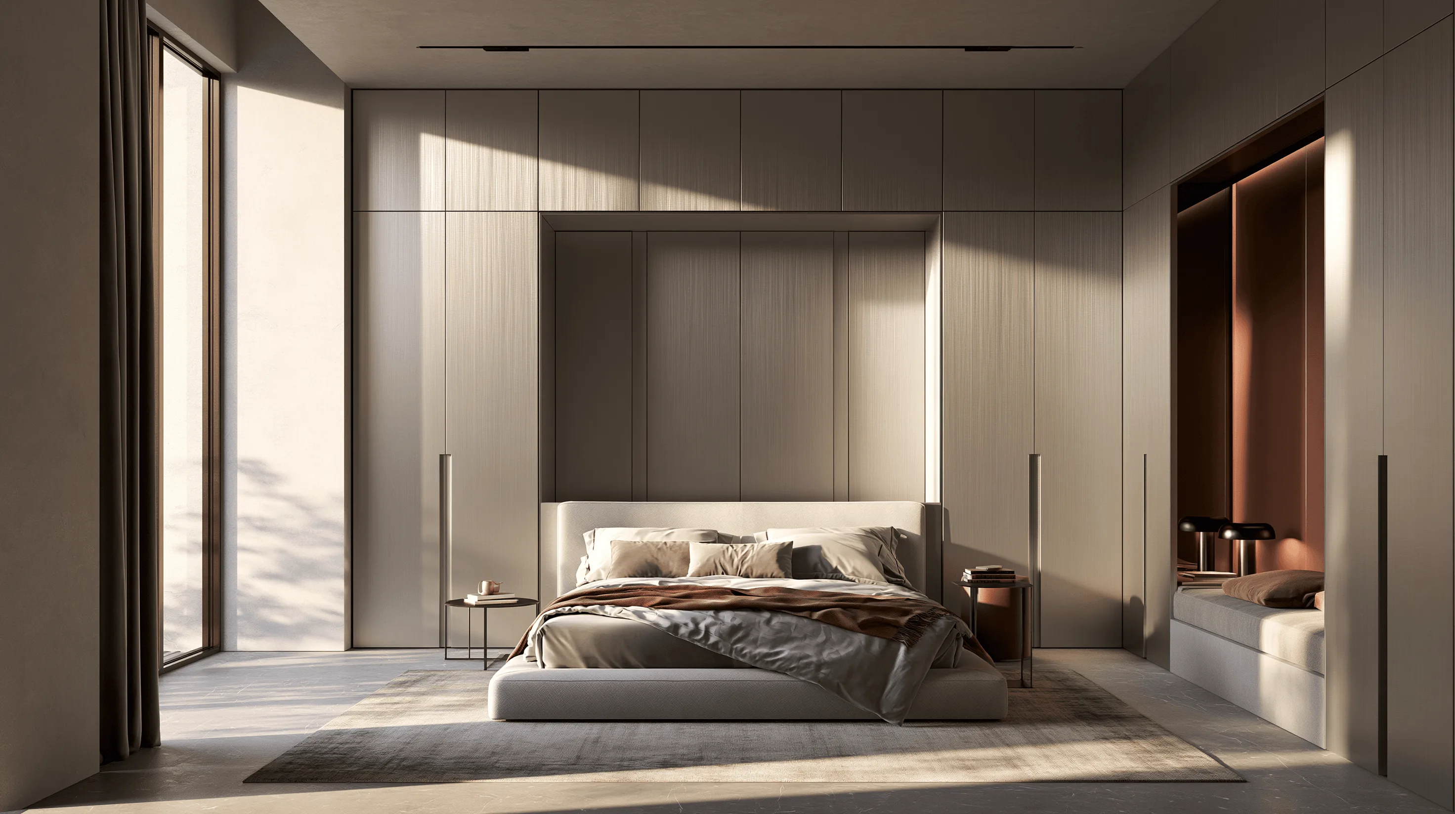 Zovia Warm Tones Ivory, Taupe & Wood stainless steel wardrobe