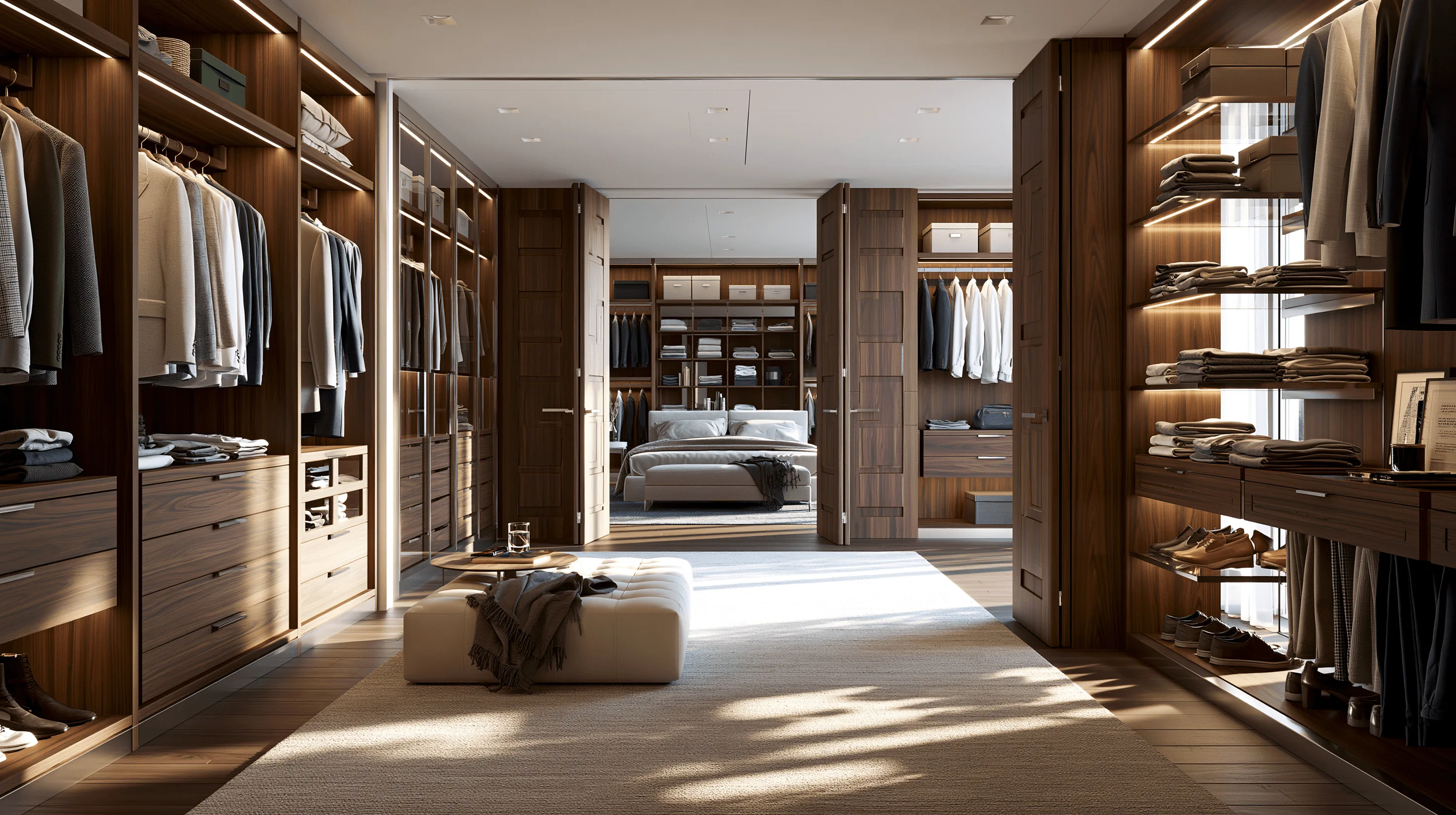 Zovia Warm Tones Ivory, Taupe & Wood stainless steel wardrobe