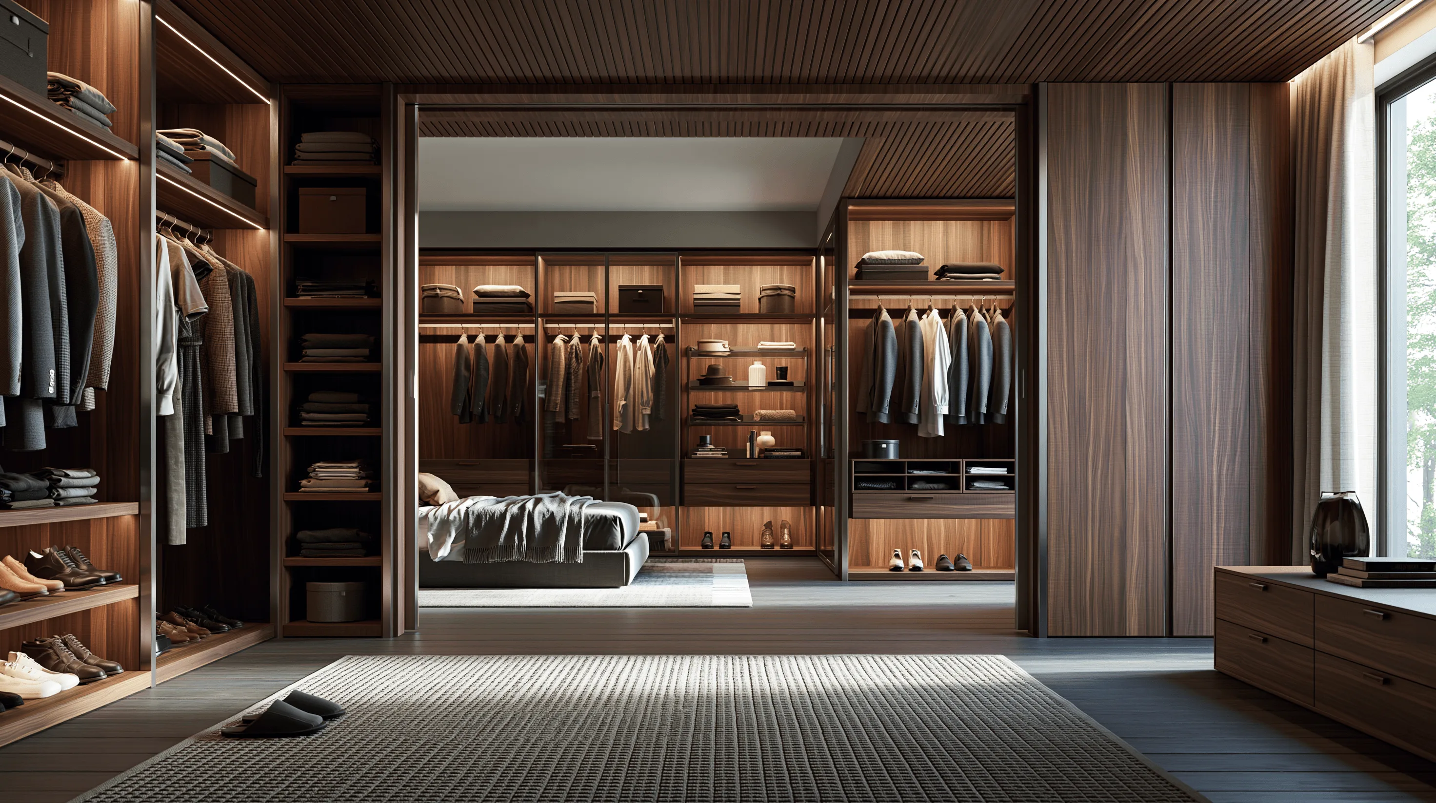 Zovia Warm Tones Ivory, Taupe & Wood stainless steel wardrobe