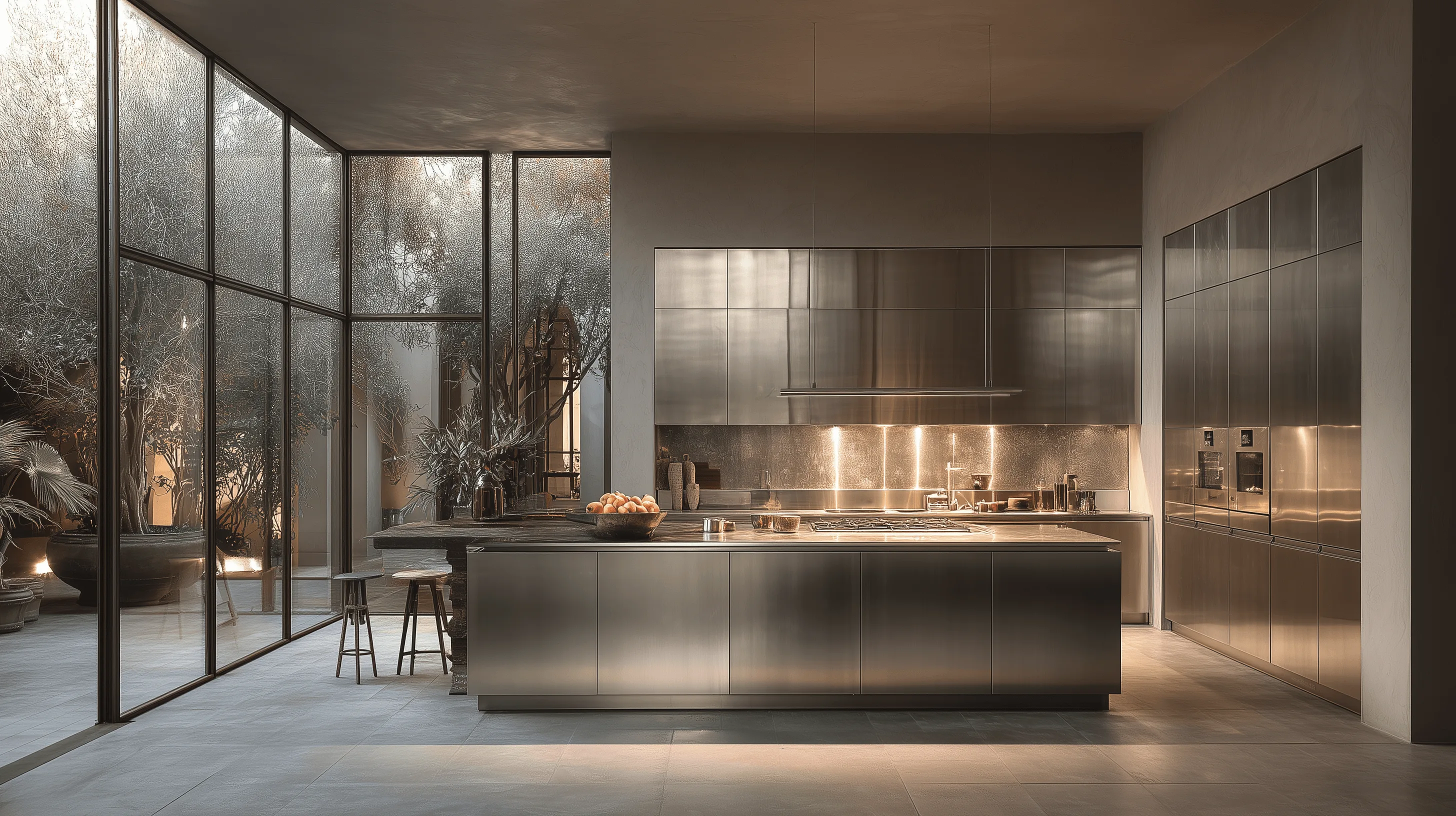 Stainless steel cabinetry application — Modern Villa Kitchen