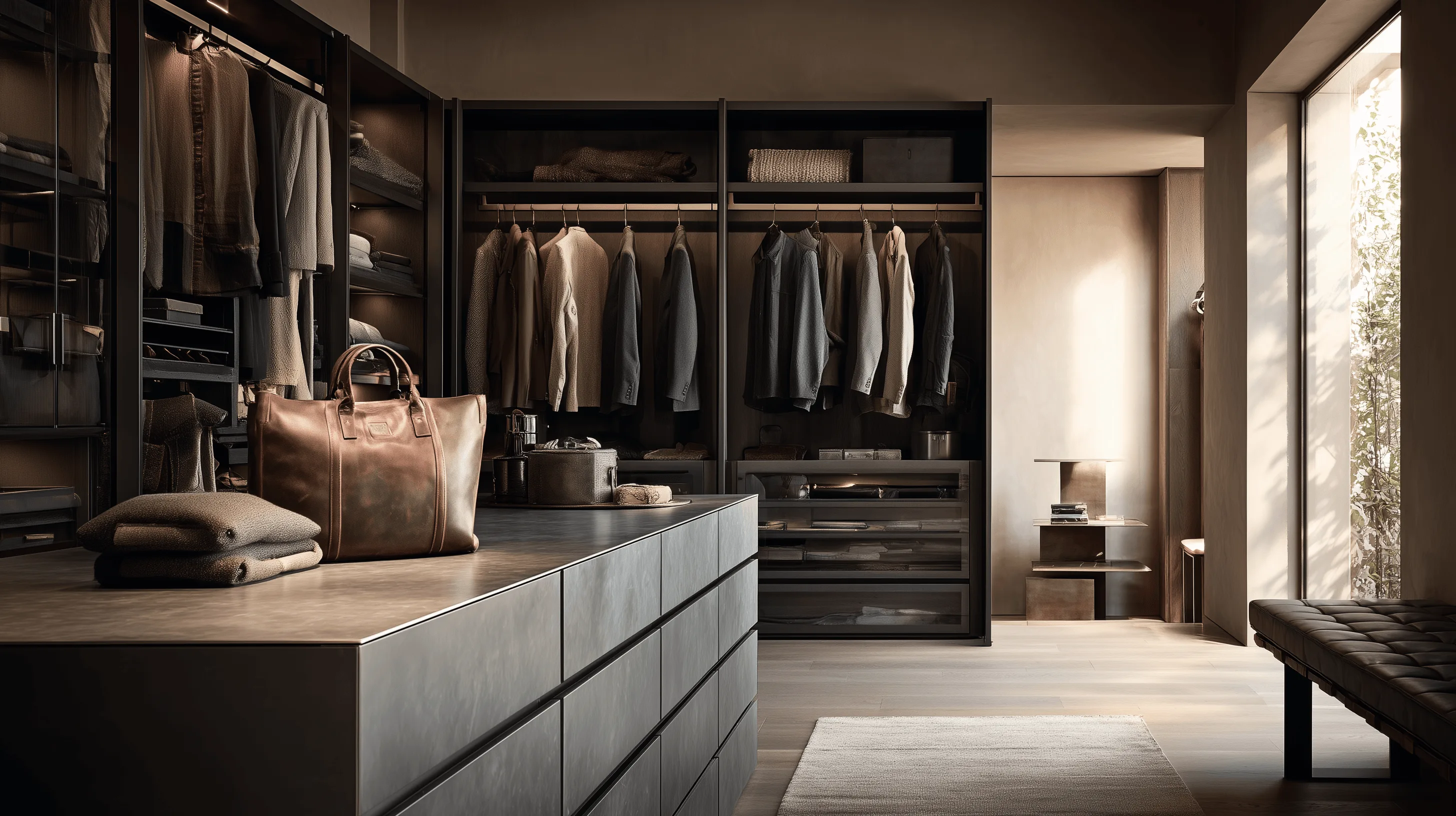 Indoor stainless steel cabinetry application — Walk-In Wardrobe
