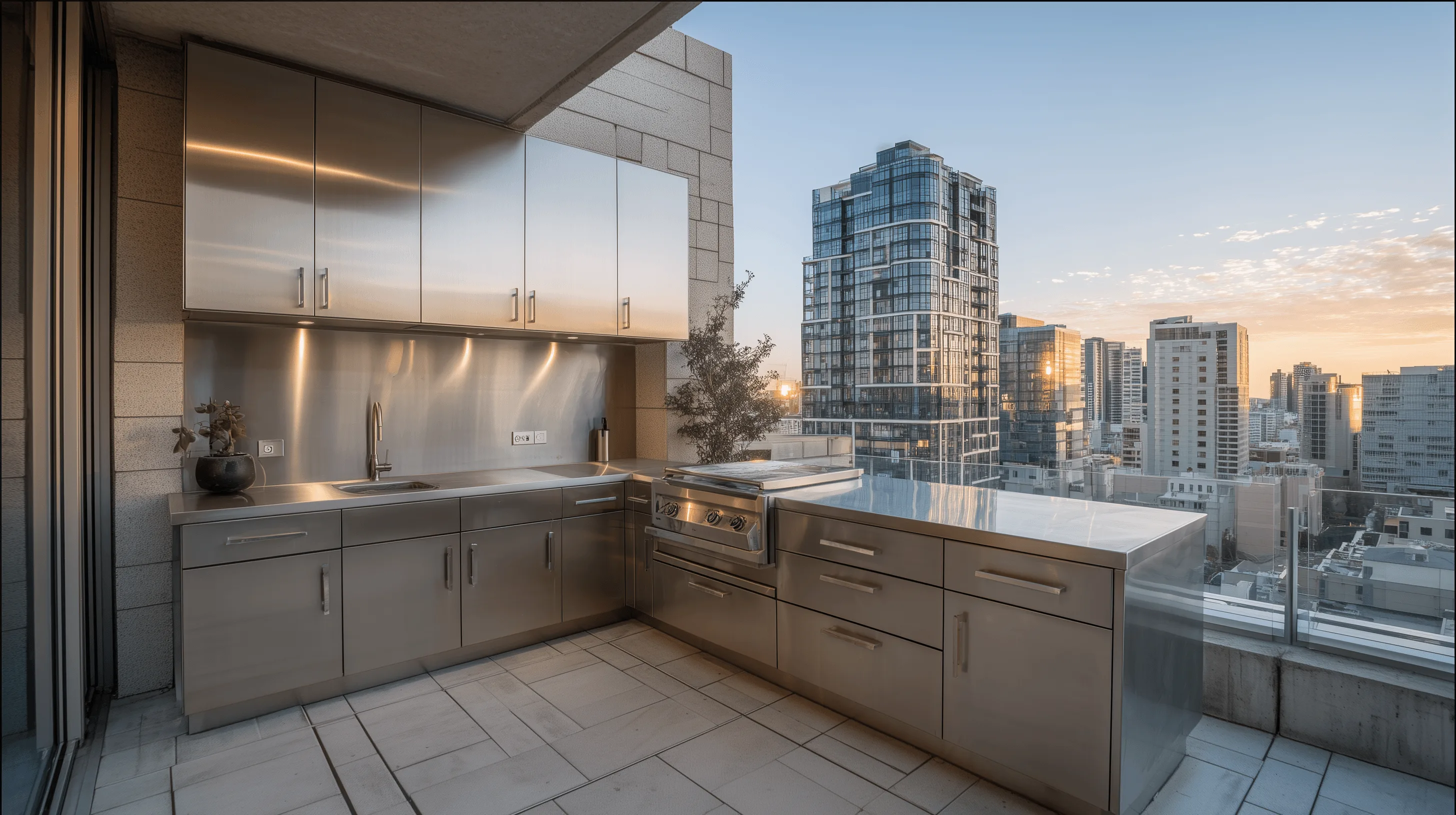 Stainless steel cabinetry application — Rooftop Terrace Kitchen